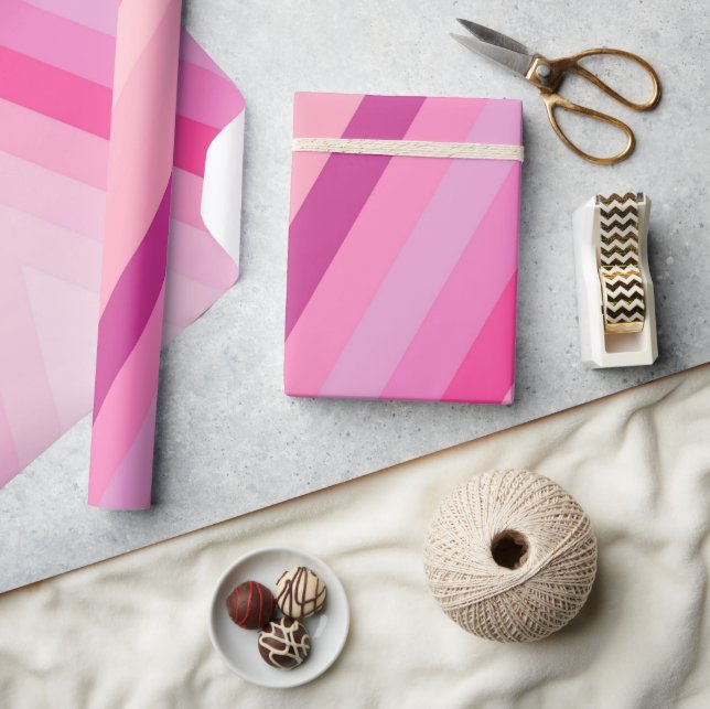 Presente Papel de empacotamento brilhante - Folha rosa (Artesanato)