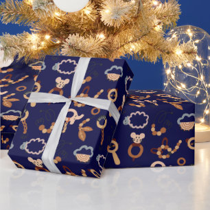 Presente Papel de empacotamento com padrão de brinquedo azu