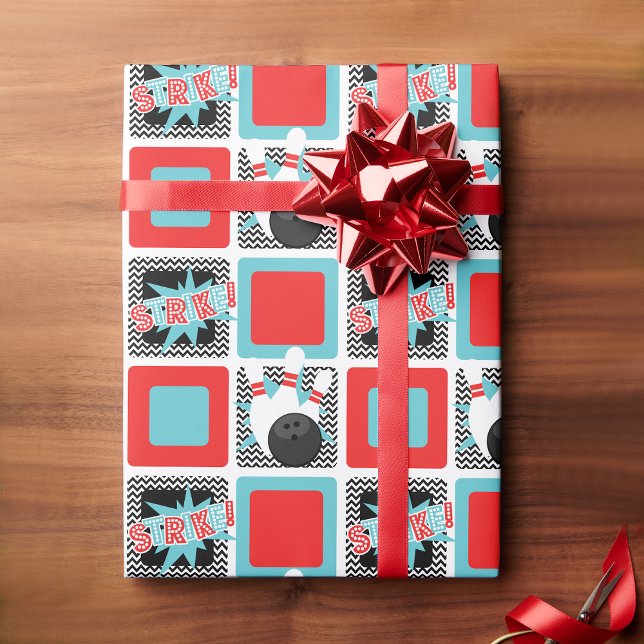 Presente Papel de empacotamento da alavanca da Boliche retr (Bowling Wrapping Paper)