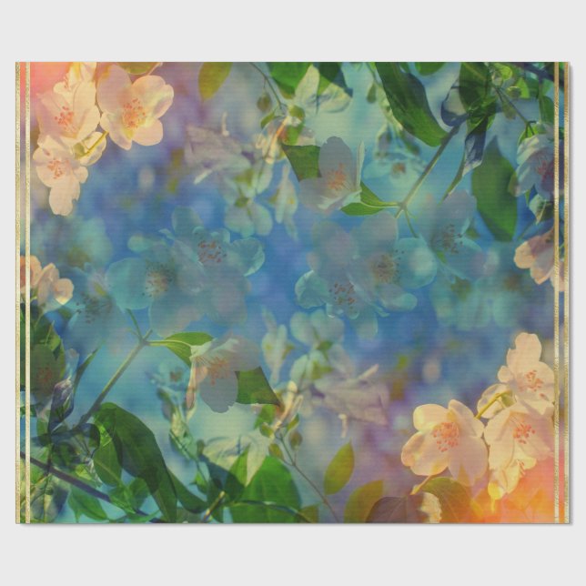 PRESENTE PAPEL DE EMPACOTAMENTO DE FLORES DE JARDIM DE ARTE (Aberto)