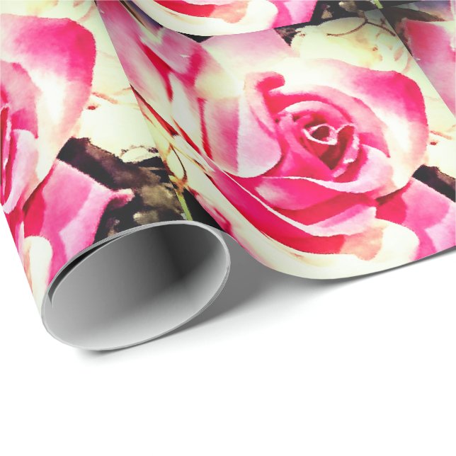Presente Papel de empacotamento de fotos de Rosas elegantes (Ponta do rolo)