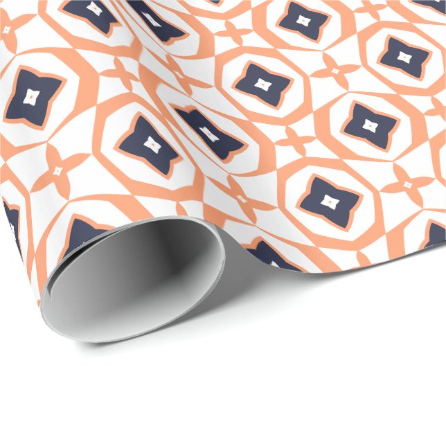 Presente Papel de empacotamento de laranja e Marinho quase  (Ponta do rolo)