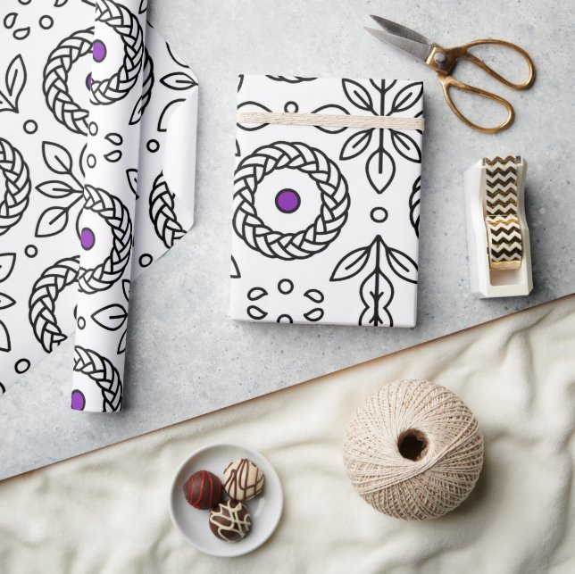 Presente Papel de empacotamento de mandala e de folha (Artesanato)