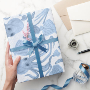Presente Papel de empacotamento de Octo Azul Profundo
