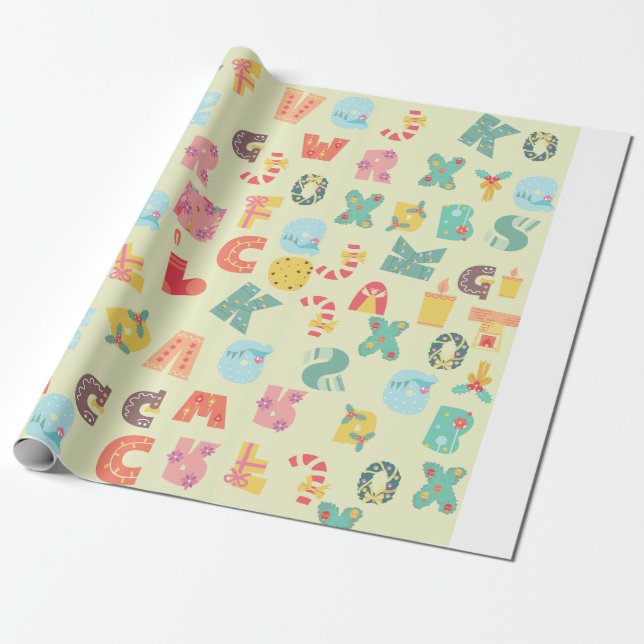 Presente Papel de empacotamento de padrão alfabético (Desenrolado)
