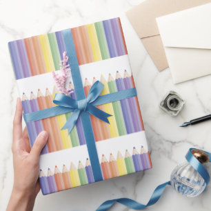 Presente Papel de empacotamento de padrão de lápis colorido