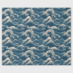 Presente Papel de empacotamento de padrão de onda japonês
