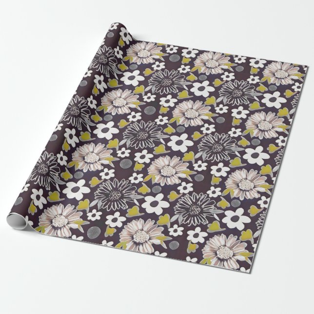 Presente Papel de empacotamento de padrão de vinheta flexív (Desenrolado)