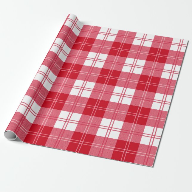 Presente Papel de empacotamento de padrão de Xadrez vermelh (Desenrolado)