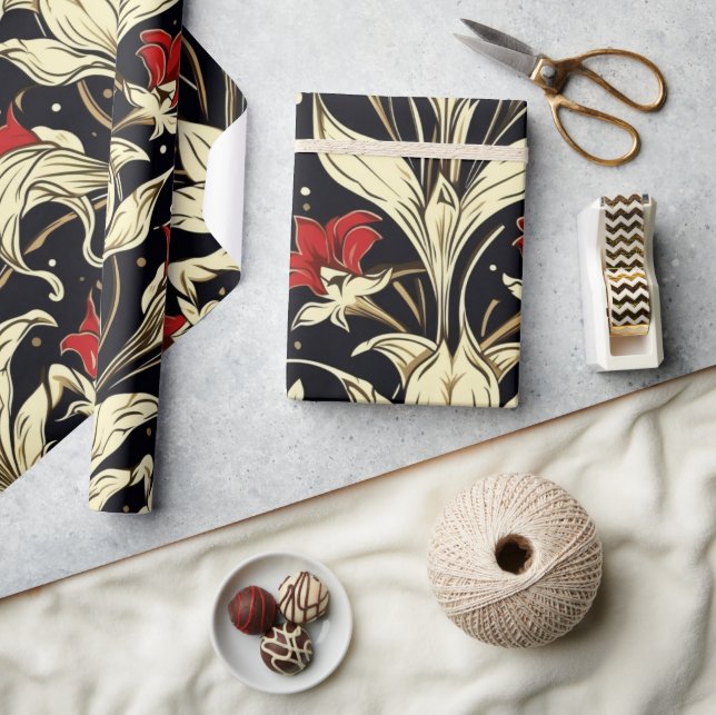 Presente Papel de empacotamento de padrão floral de grande  (Artesanato)