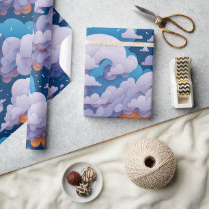 Presente Papel de empacotamento de padrão na nuvem
