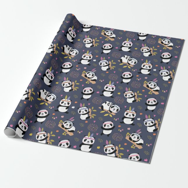 Presente Papel de empacotamento de padrão Panda (Desenrolado)