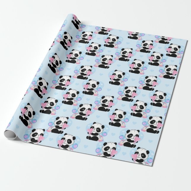 Presente Papel de empacotamento de padrão Panda (Desenrolado)