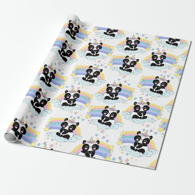 Presente Papel de empacotamento de padrão Panda (Desenrolado)