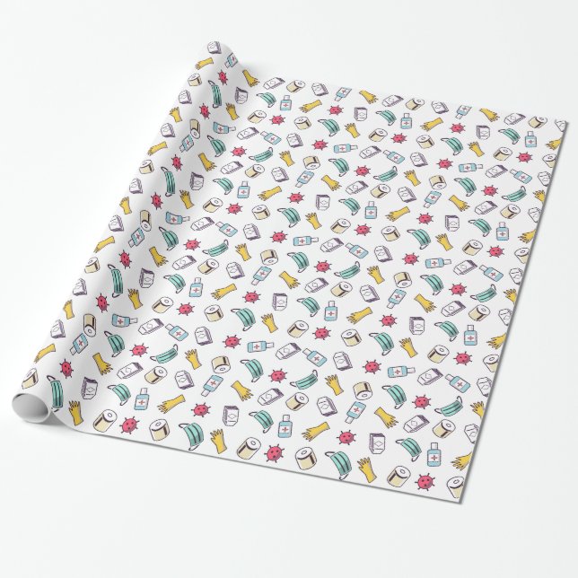 Presente Papel de empacotamento de padrão pandêmico (Desenrolado)