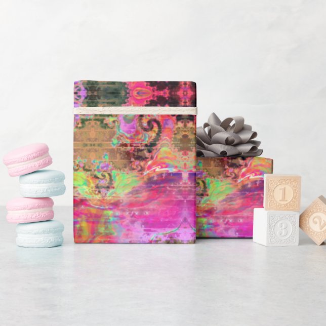 Presente Papel de empacotamento de padrão rosa e roxo (Chá de bebê)