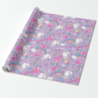 Presente Papel de empacotamento de padrão Unicorn