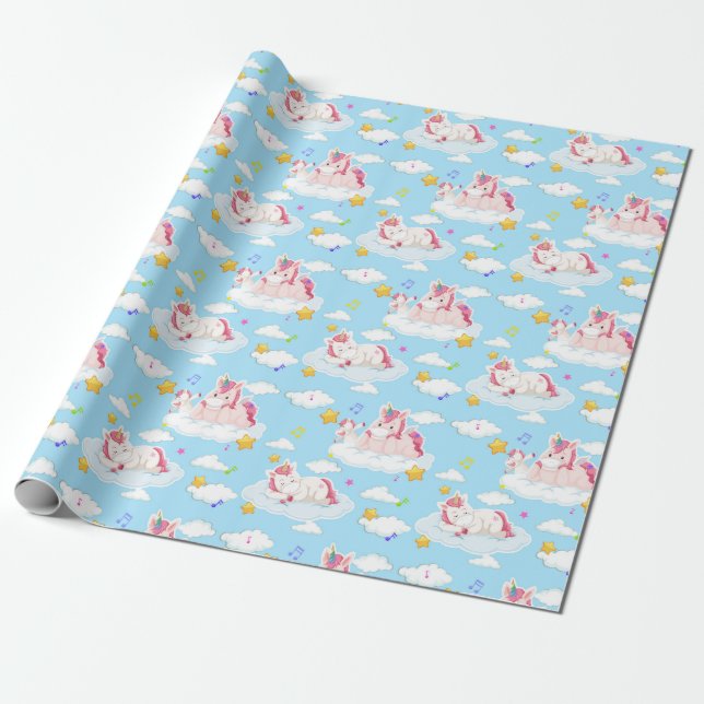 Presente Papel de empacotamento de padrão Unicorn (Desenrolado)