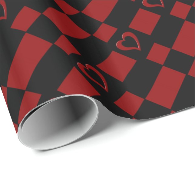 Presente Papel de empacotamento de padrões cardíacos com ve (Ponta do rolo)