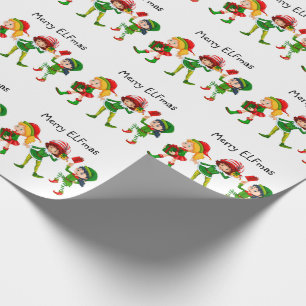 Presente Papel de empacotamento de padrões de Natal do ELF