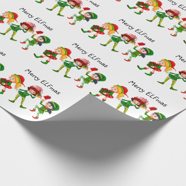 Presente Papel de empacotamento de padrões de Natal do ELF (Ponta)