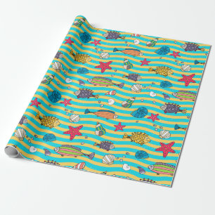Presente Papel de empacotamento de padrões de peixe