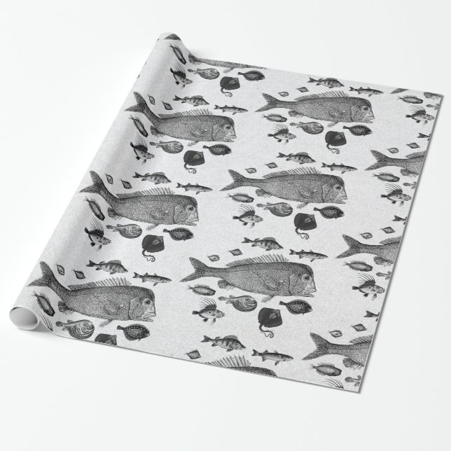 Presente Papel de empacotamento de padrões de peixe (Desenrolado)