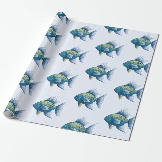 Presente Papel de empacotamento de padrões de peixe (Desenrolado)