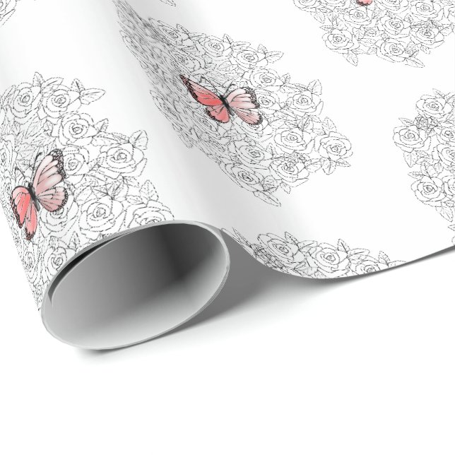 Presente Papel de empacotamento de pontas de borboleta com  (Ponta do rolo)