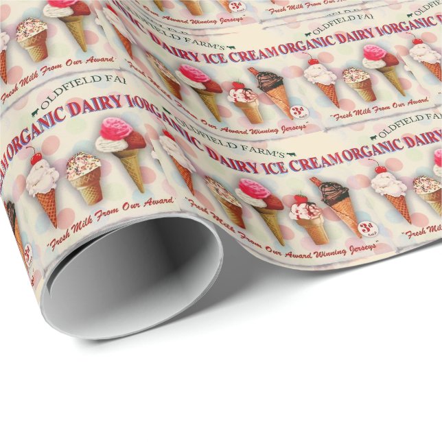 Presente Papel de empacotamento de sinais de sorvete de vin (Ponta do rolo)