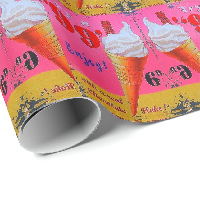 Presente Papel de empacotamento de sinais de sorvete de vin (Ponta do rolo)