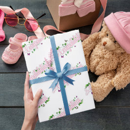 Presente Papel de empacotamento de texto de Parabéns a Rosa