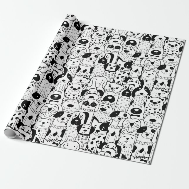 Presente Papel de empacotamento do padrão de puppy (Desenrolado)
