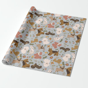 Presente Papel de empacotamento do padrão de puppy