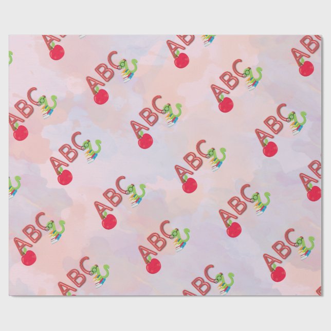 Presente Papel de empacotamento do padrão do Bookworm ABC (Aberto)