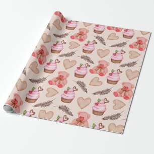 Presente Papel de empacotamento do padrão do Urso de Teddy