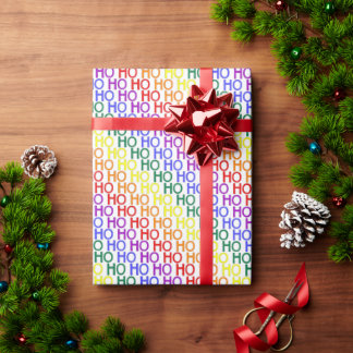 Presente Papel de empacotamento do padrão Rainbow Ho Ho Ho