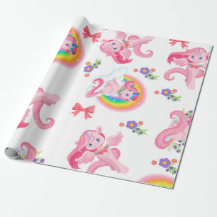 Presente Papel de empacotamento do padrão Rainbow Unicorn c