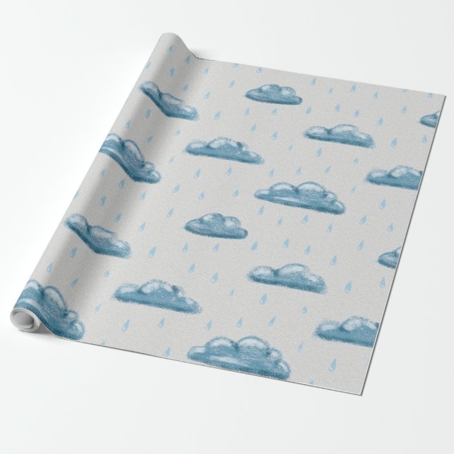 Presente Papel de empacotamento do padrão Rainy Gloomy Day (Desenrolado)