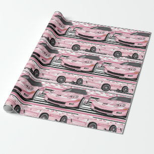 Presente Papel de empacotamento em corveta cor-de-rosa c7