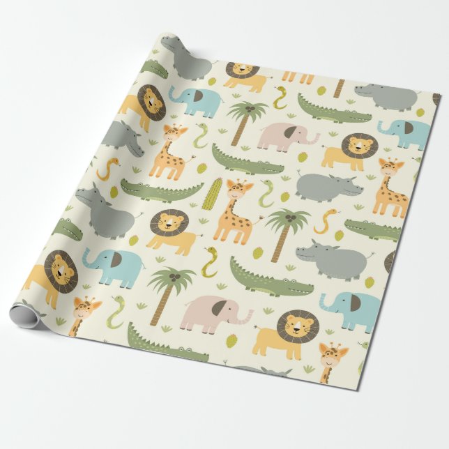 Presente Papel de empacotamento - Festa de zoológico (Desenrolado)