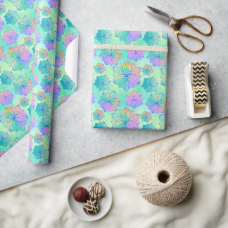 Presente Papel de empacotamento Floral Pastel Rainbow