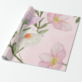 Presente Papel de empacotamento Floral Rosa
