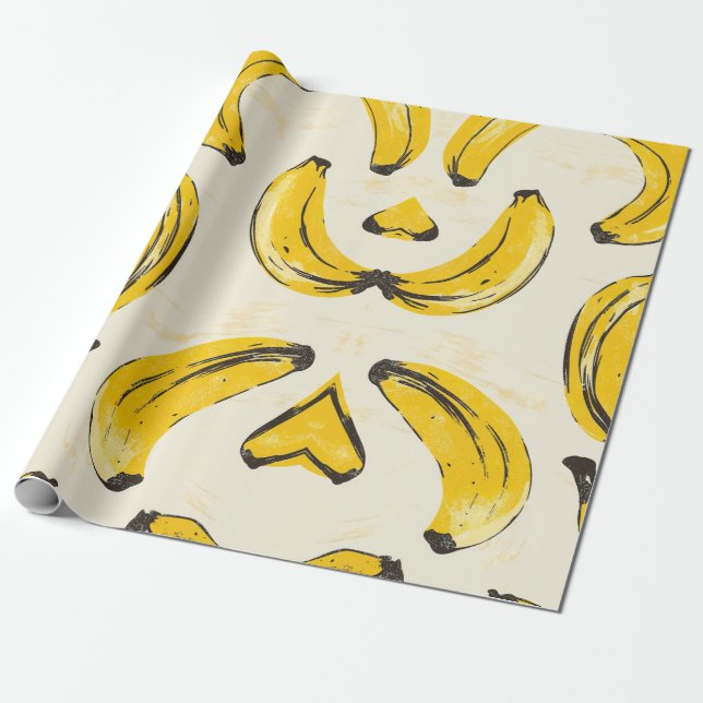Presente Papel de empacotamento para bananas retrô (Desenrolado)