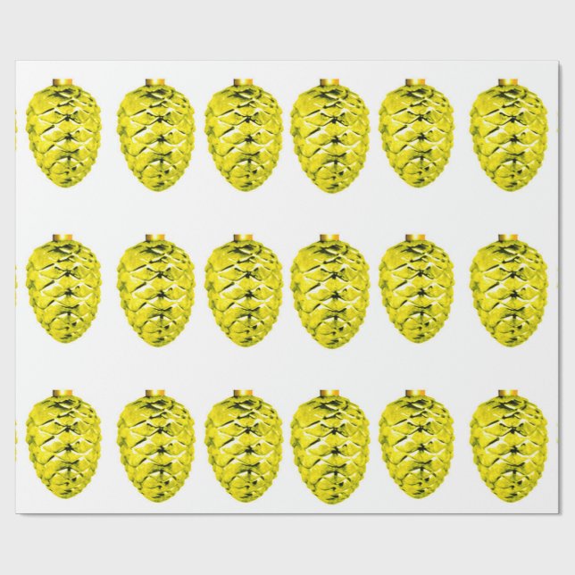 Presente Papel de empacotamento Pinecones Amarelo (Aberto)
