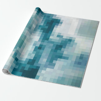 Presente Papel de Encapsulamento de Nuvem Teal Pixelada