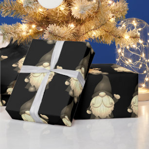Presente Papel de enfeite de natal, anão-preto, bonito