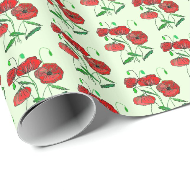 Presente Papel de enrolação de papagaios vermelhos (Ponta do rolo)