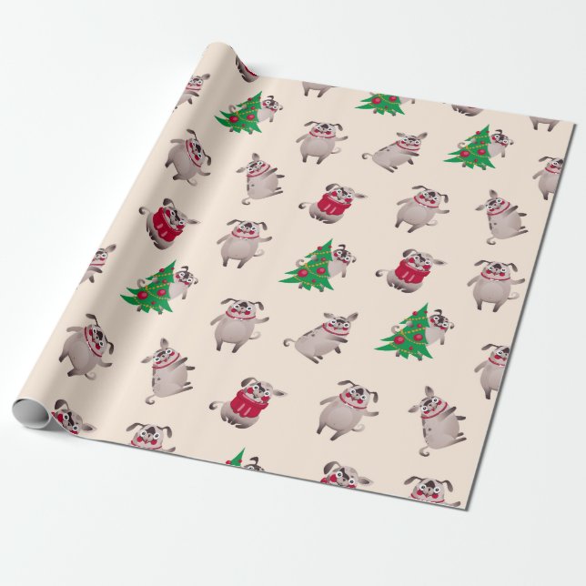 Presente Papel de enrolação de pinos de Natal (Desenrolado)