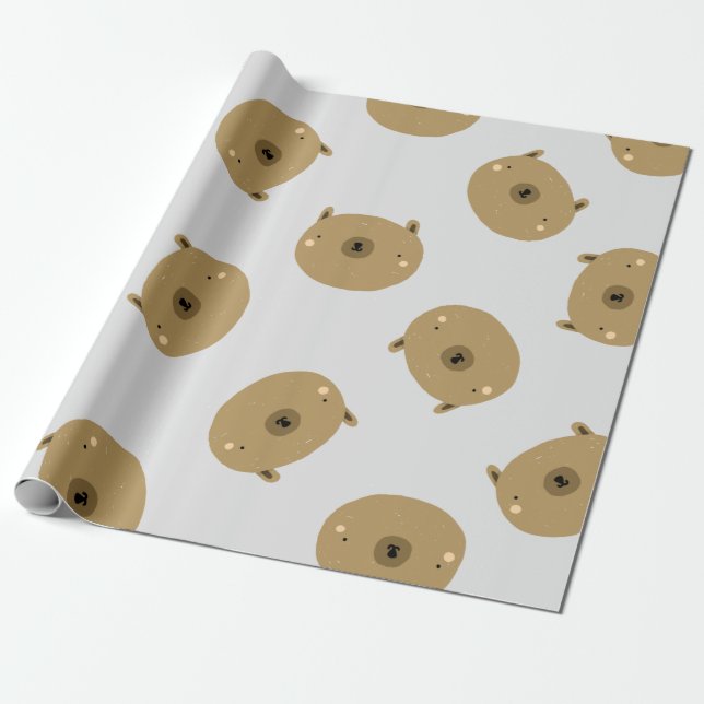 Presente Papel de enrolação de ursos-de-pelúcia castanhos (Desenrolado)